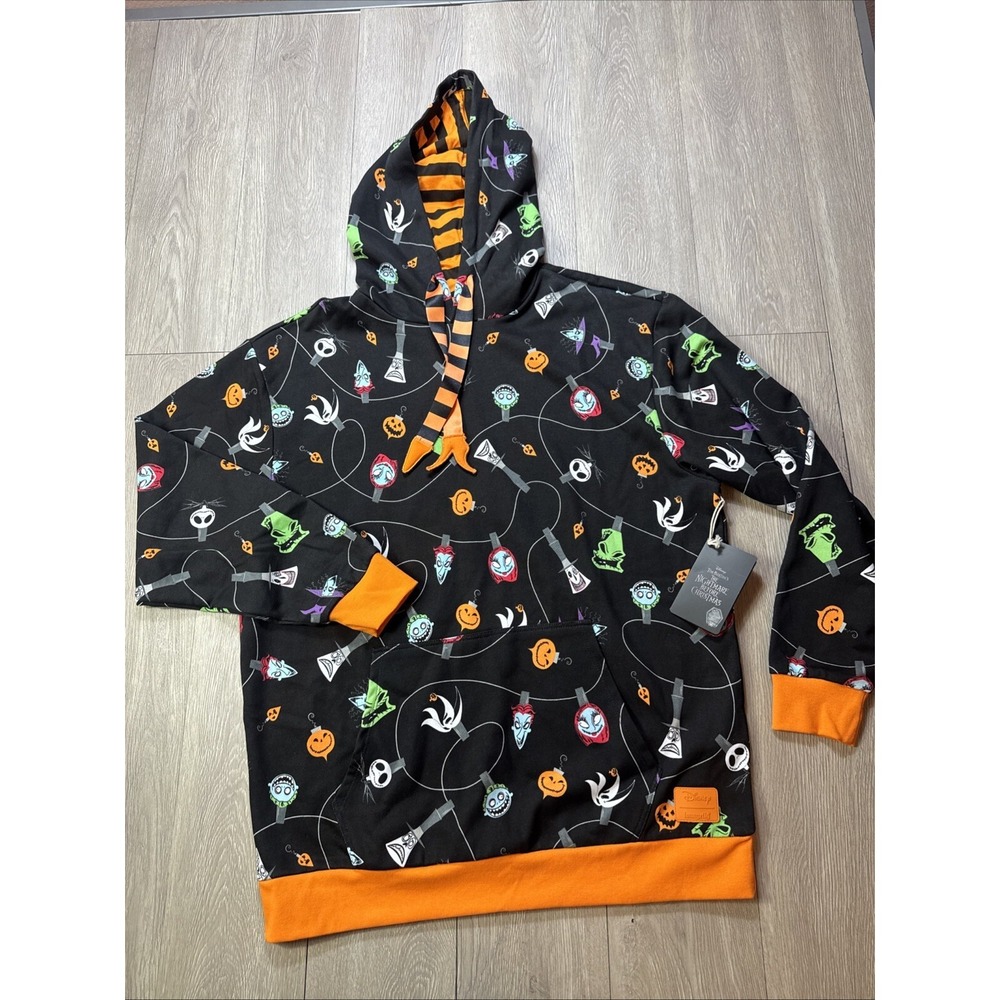 Loungefly X Nightmare Before Christmas Sweatshirt Hoodie Medium M All Over Print